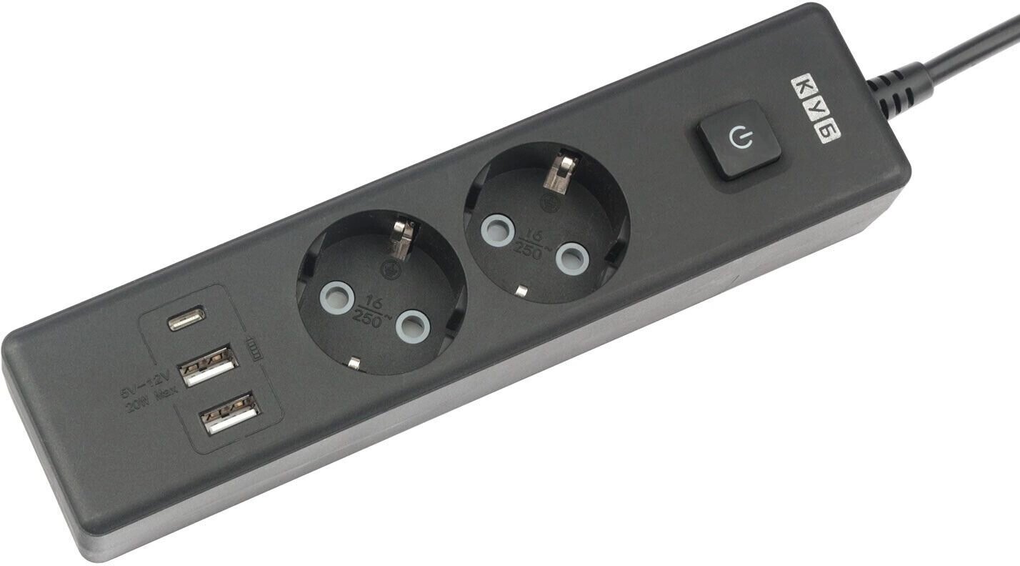 фото Сетевой удлинитель Powercube PC-1B-2M 1.9м (2 розетки) черный (коробка)