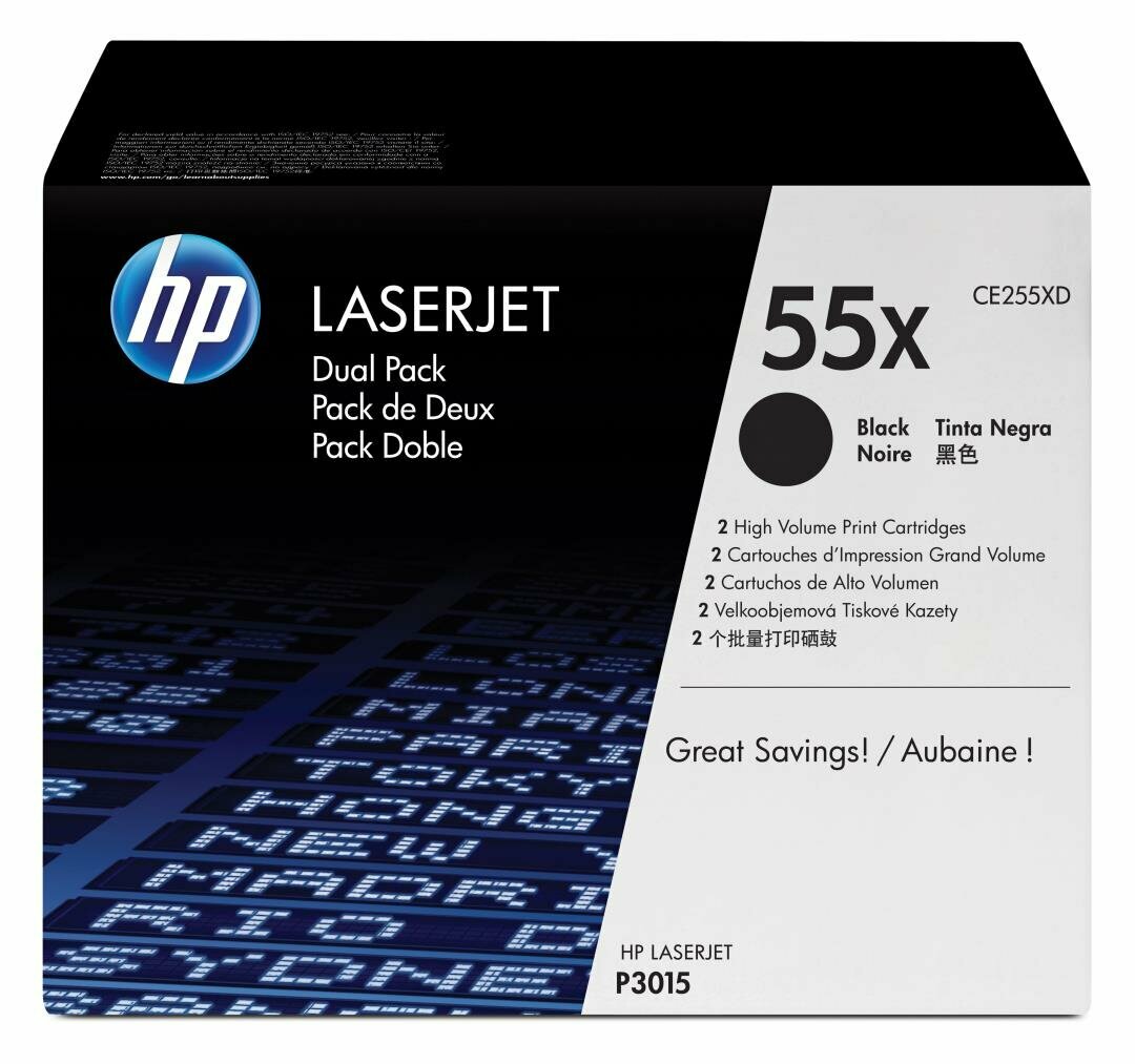 Картридж для печати HP Картридж HP 55X CE255XD вид печати лазерный, цвет Черный, емкость