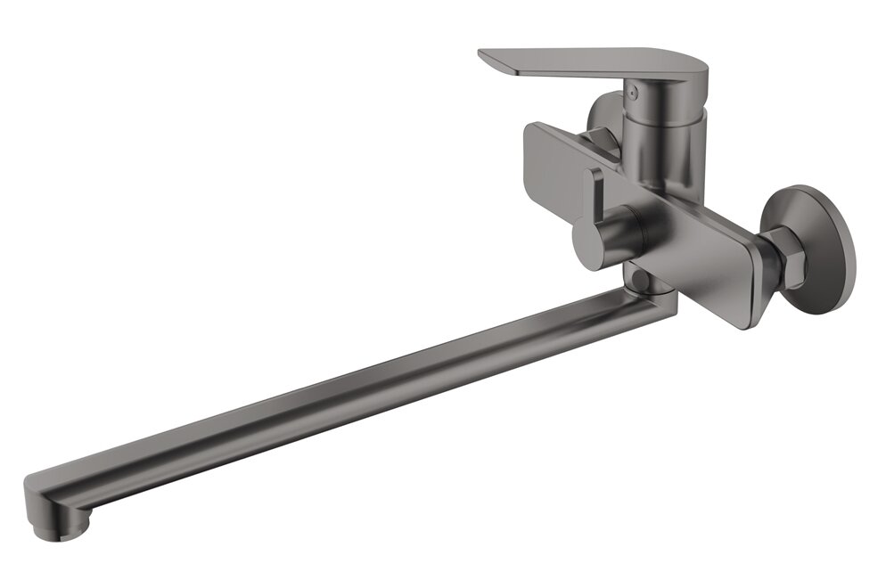 Смеситель для ванны Haiba HB22533-3 с длинным изливом и переключателем в корпусе, пепельный цвет