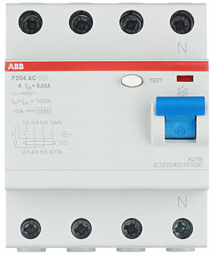 ABB F204 устройство защитного отключения 4 полюса 25А хар-ка АС 30мА