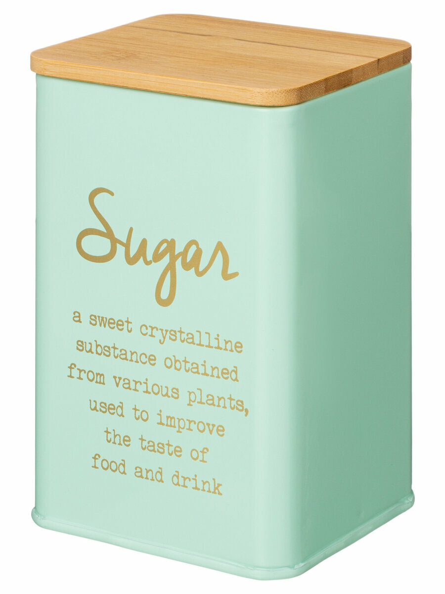 Емкость для сыпучих продуктов AGNESS "MEADOW" "сахар" 1,1 л 10х10х14 см цвет: мятный - фотография № 1
