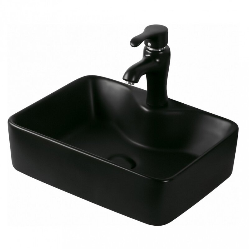 Раковина накладная SantiLine SL-1011MB 48х37 см, черный матовый