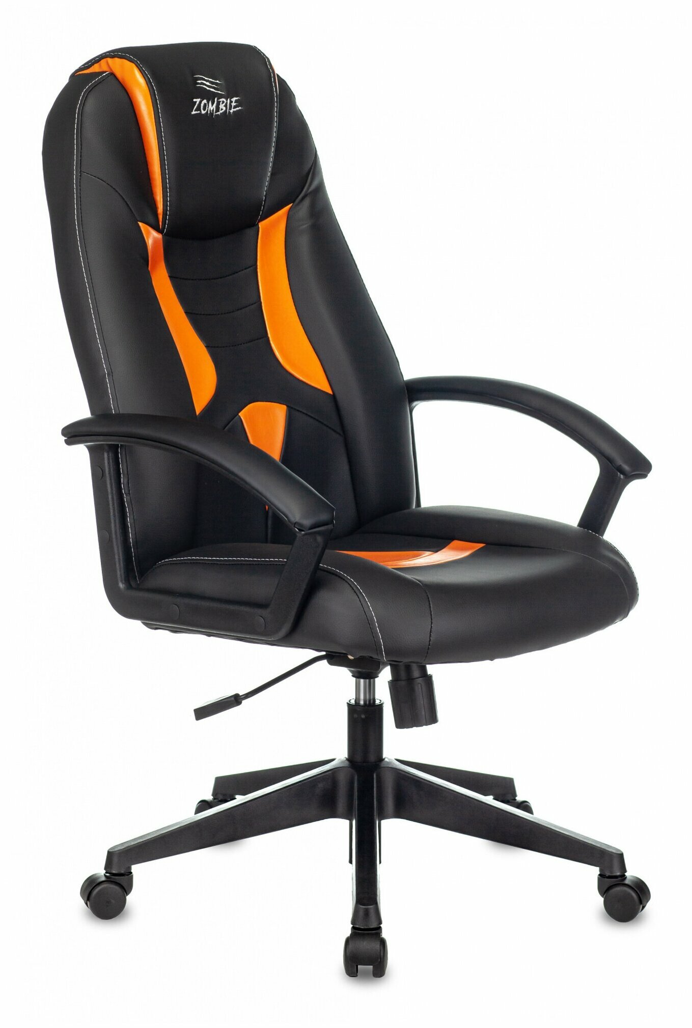 Кресло игровое Бюрократ Zombie 8, искусственная кожа, black/orange
