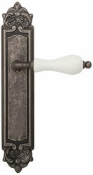 Дверная ручка на планке Doll (Долл) Fimet Античное серебро / Белая керамика