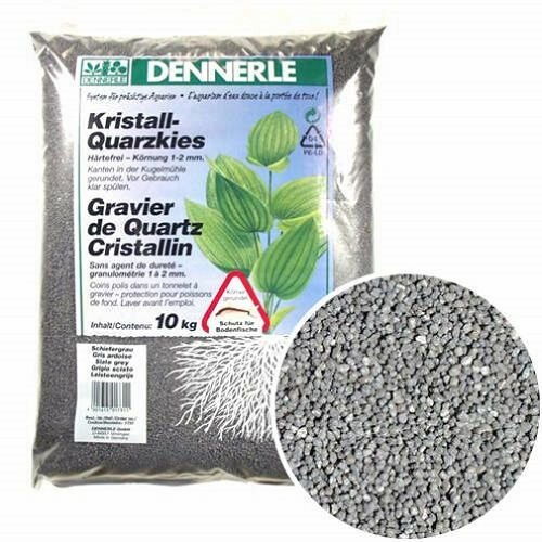 Dennerle Аквариумный грунт Dennerle CRYSTAL QUARTZ GRAVEL, гравий 1-2 мм, темно-серый, 10 кг