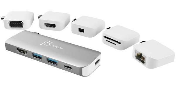 Модульная док-станция j5create ULTRADRIVE Kit USB-C. Порты док-станции: USB-C PD 3.0, USB-C 3.1, HDMI, USB-A 3.1 x 2. Порты модулей: 4K HDM, 4K Mini D