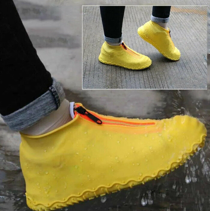 Чехол для обуви силиконовый Размер L 39-42 на молнии чехлы для ботинок от дождя, водонепроницаемые сапоги от дождя - фотография № 4
