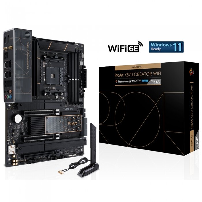 PROART X570-CREATOR WIFI AM4 ATX 3xDDR4 3xPCIEx16 3xM.2 HDMI 2xUSBC 2.5GLAN 10GLAN WIFI 5