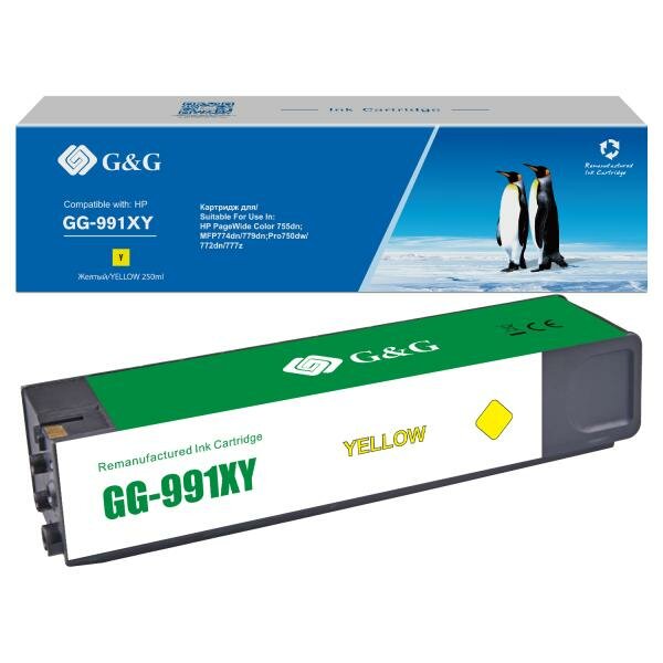 Cartridge G&G 991X для HP PageWide Managed, (16 000стр.), желтый (замена M0K29XC,M0K02AE)