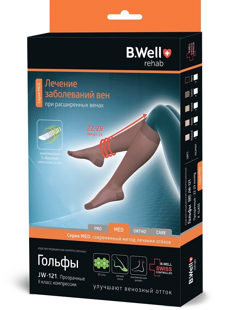 Гольфы B.Well rehab JW-121 круглая вязка противоотечные 2 класс