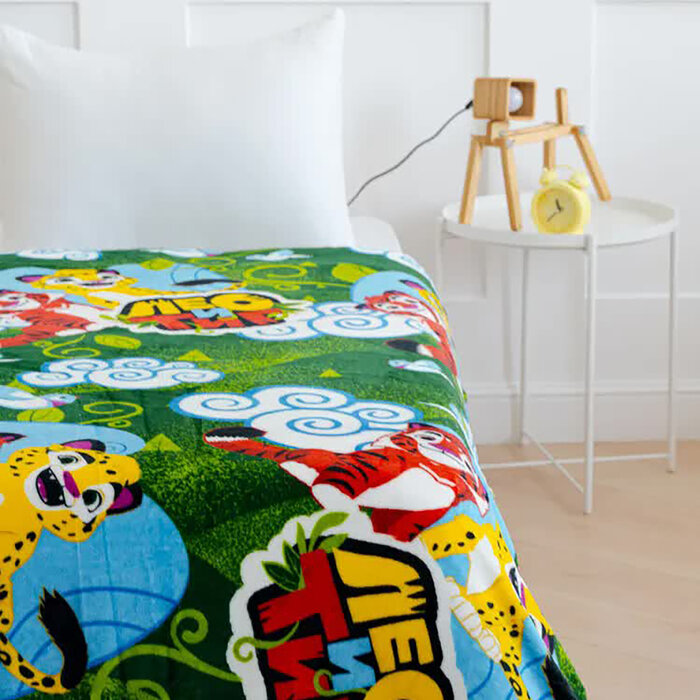 фото Плед Павлинка Лео и Тиг зеленый 100х150см аэрософт, 190г/м пэ100%