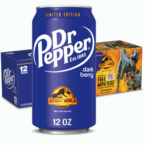 Газированный напиток Dr. Pepper Dark Berry Jurassic World Dominion (лимитированная серия), 0.355 мл х 6 шт - фотография № 2