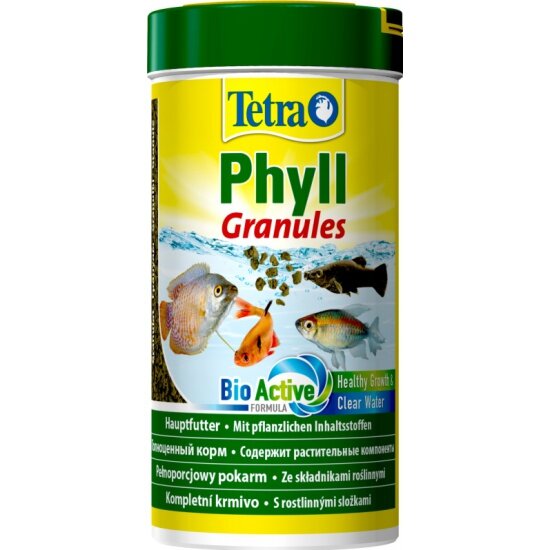 Корм для тропических и травоядных рыб TETRA Phyll Granules 250 мл. растительные гранулы