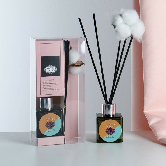 фото Диффузор ароматический с цветком хлопка "Нежный", 50 мл, лаванда, "Богатство Аромата"