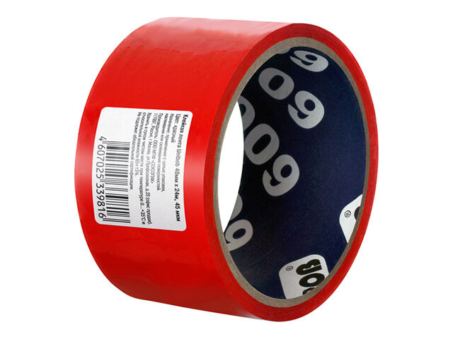 фото Лента клейкая unibob 600 48мм х 24м упаковочная красная, арт.55749