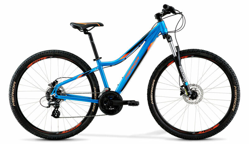 Женский велосипед Merida Matts 7.10-D (2021) 13.5" Сине-черно-оранжевый (132-152 см)