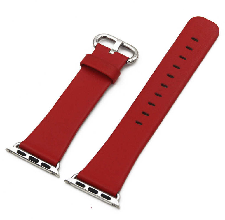 Сменный кожаный ремешок MyPads с металлической пряжкой для умных смарт-часов Apple Watch Series 1 42mm красный из качественной импортной кожи