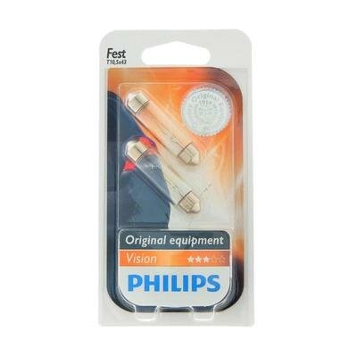 Лампа автомобильная Philips, T10.5, 12 В, 10 Вт, (SV8,5-41/11), набор 2 шт, 12866B2 4651043