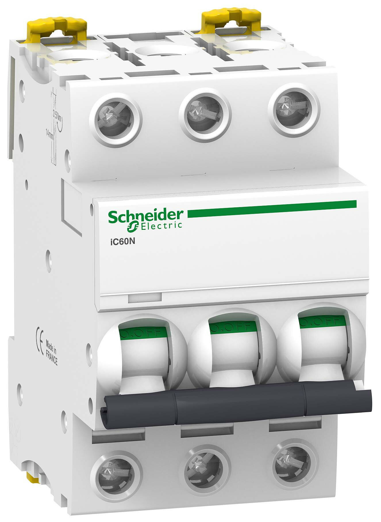 Автоматический выключатель Schneider Electric Acti 9 iC60N 3P 6А (C) 6кА, A9F79306