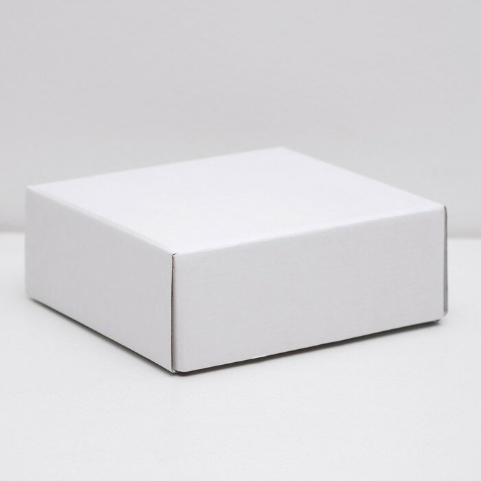Коробка сборная без печати крышка-дно белая без окна 14,5 х 14,5 х 6 см (5 шт) - фотография № 1