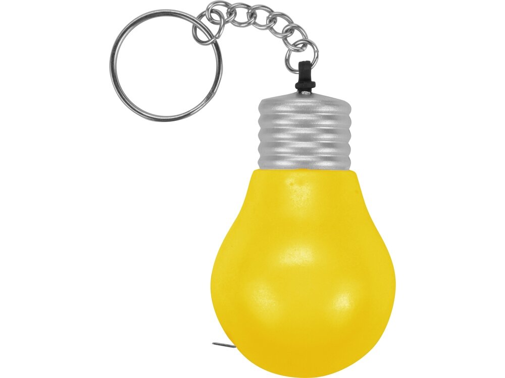 Брелок-рулетка для ключей Лампочка, желтый/серебристый - фотография № 2