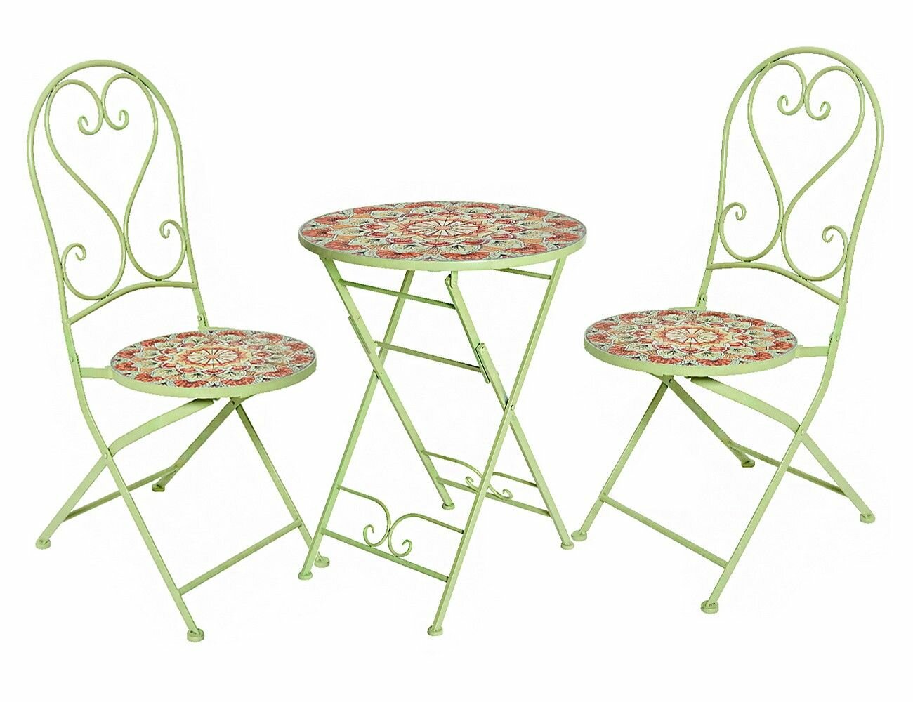 Садовая мебель с мозаикой SUMMER MEDITATION (стол и 2 стула), металл, керамика, Kaemingk 806208/806209-набор - фотография № 1