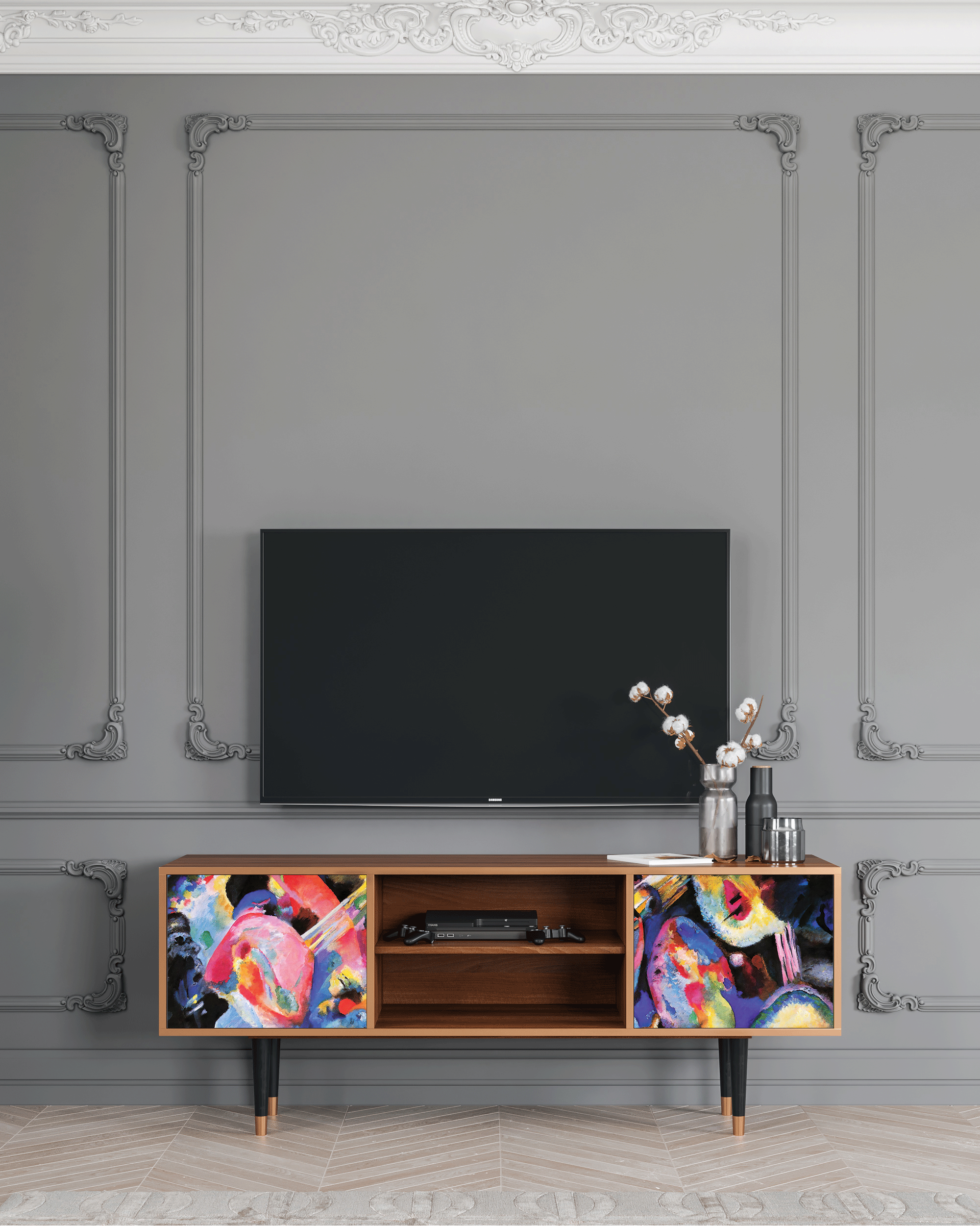 ТВ-Тумба - STORYZ - T2 Kandinsky, 170 x 69 x 48 см, Орех - фотография № 1