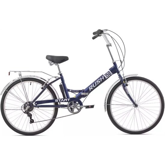 фото Складной велосипед Rush Hour 26" 6ск START 150 V-brake ST синий рама 16"