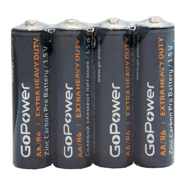 Батарейка GoPower R6 AA BL4 Heavy Duty 1.5V (4/48/576) блистер (4 шт.) Батарейка GoPower R6 AA (00-00015594) - фото №1
