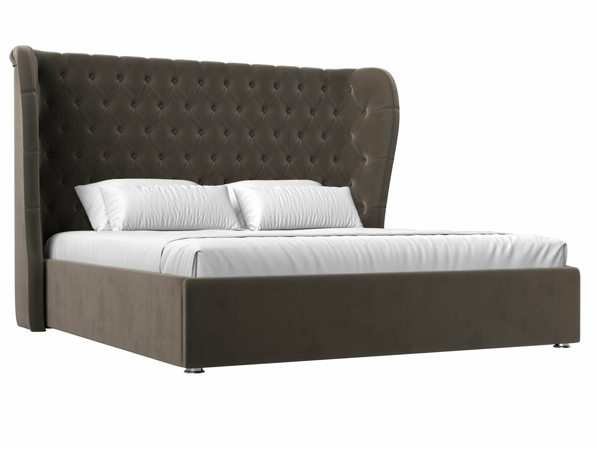 Интерьерная кровать Далия 160, Велюр коричневый