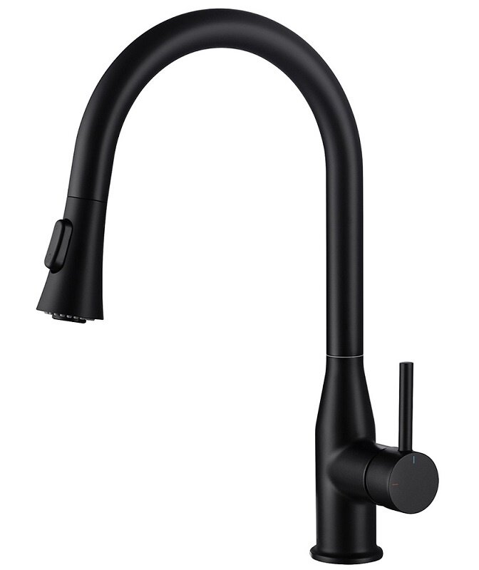 Смеситель для кухни Timo Saona 2336/03FL с выдвижной извивом, черный матовый