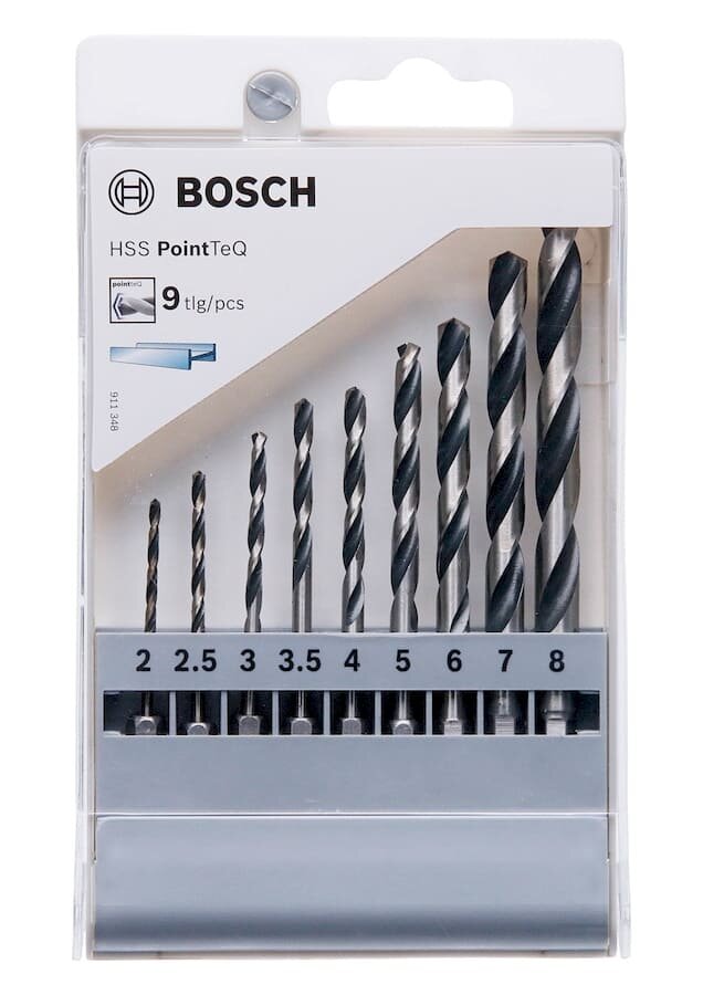 Набор сверл Bosch HSS PointTeQ 9 сверл по металлу с шестигранным хвостовиком (2607002826)