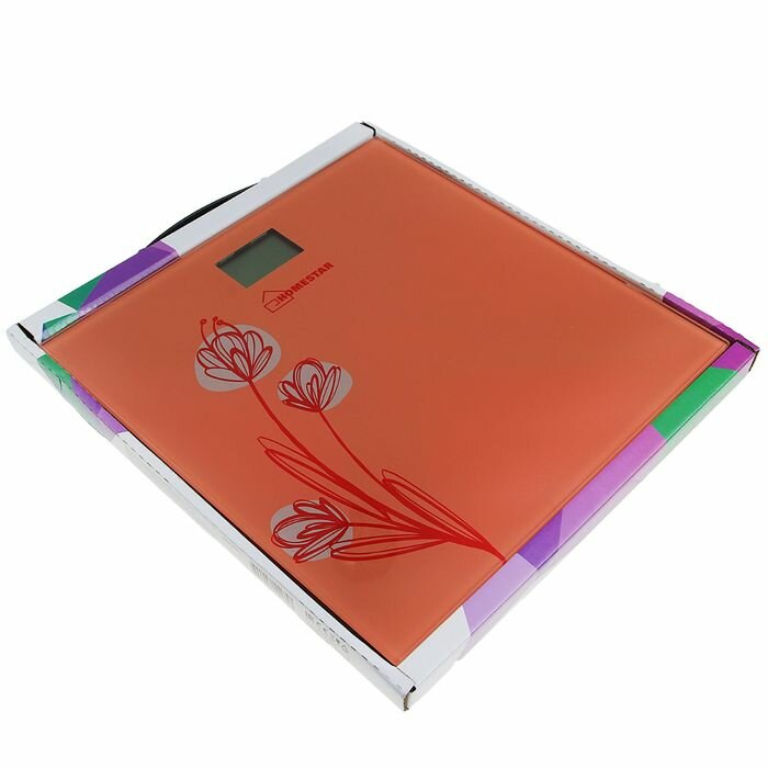 Весы напольные HS-6001A, электронные, до 180 кг, 1хCR2032, стекло, оранжевые - фотография № 2