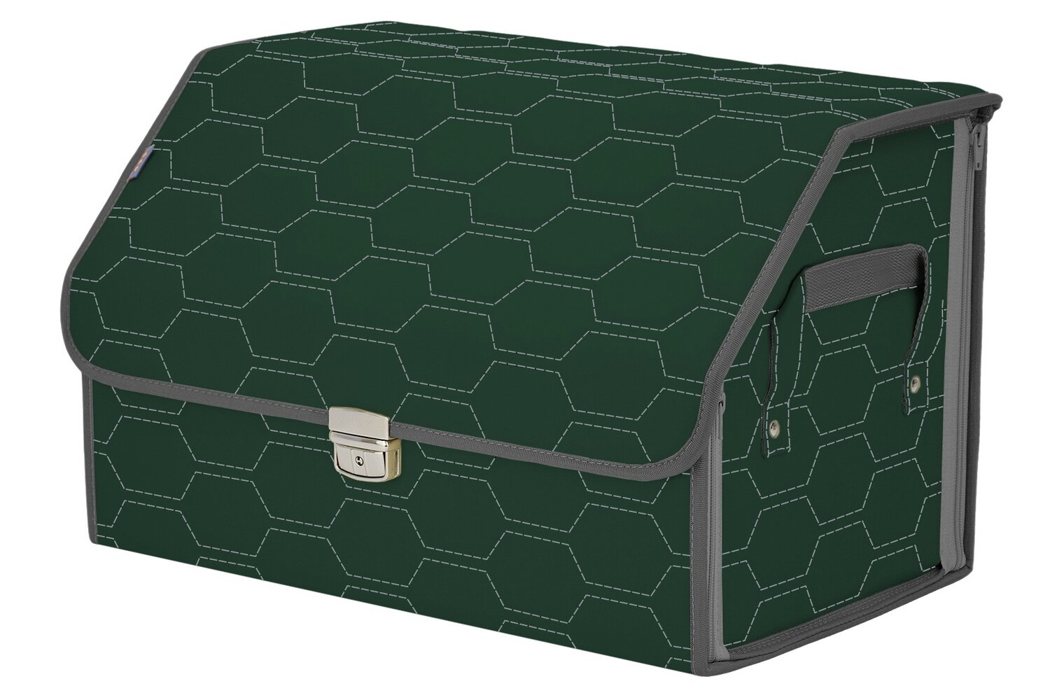 Органайзер-саквояж в багажник "Союз Премиум" (размер L). Цвет: зеленый с серой прострочкой Соты.