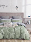 Комплект сатинового постельного белья PS-344 Elin (серый-зеленый), 1,5 спальный (наволочки 70x70) - изображение