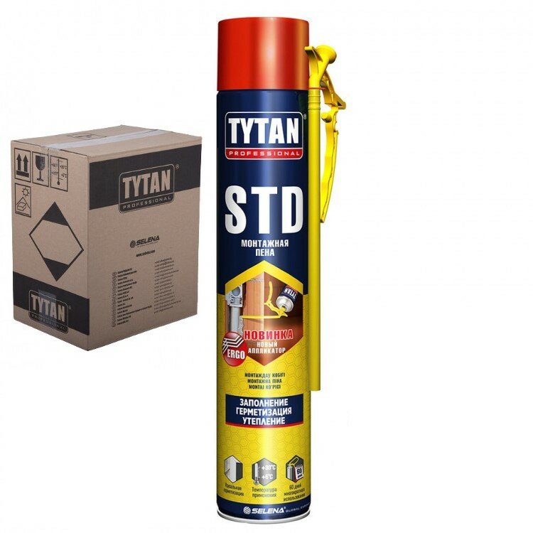 Пена монтажная всесезонная Tytan Professional STD Эрго 12 баллонов по 750 мл