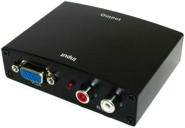Видео конвертер адаптер переходник GSMIN VH36 VGA (F) + RCA (F) - HDMI (F) (1080p, 60Гц, 5В) преобразователь (Черный)