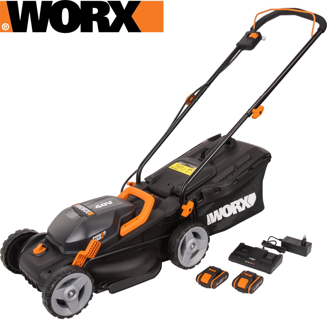 Газонокосилка аккумуляторная Worx WP770E 40В 34 см АКБ и ЗУ в комплекте