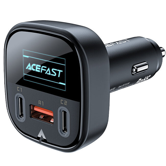 Автомобильное зарядное устройство Acefast B5 101W 2 x USB-C + USB-A Car Charger с OLED дисплеем (AF-B5-BK)
