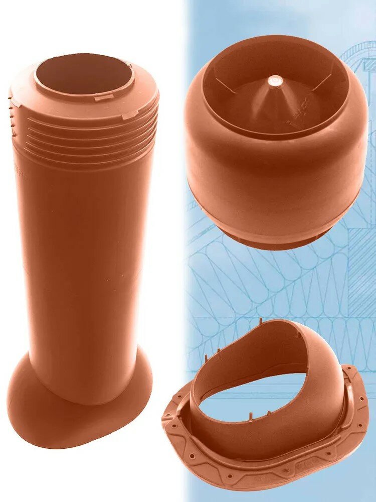 Комплект кровельной вентиляции канализационный Vilpe (110мм ) для металлочерепицы Изолированный утеплённый кирпичный - фотография № 2