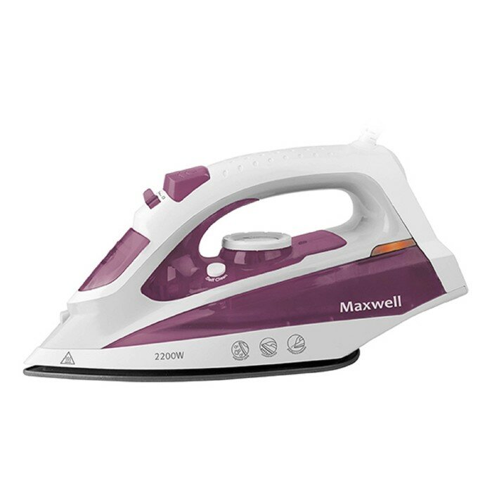 Утюги Maxwell Утюг Maxwell MW-3058 VT, 2200 Вт, керамическая подошва, бело-фиолетовый