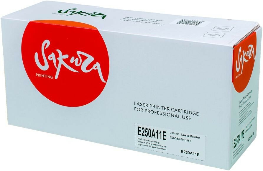 Картридж SAKURA E250A11E для Lexmark E250/E350/E352, черный, 3500 к.