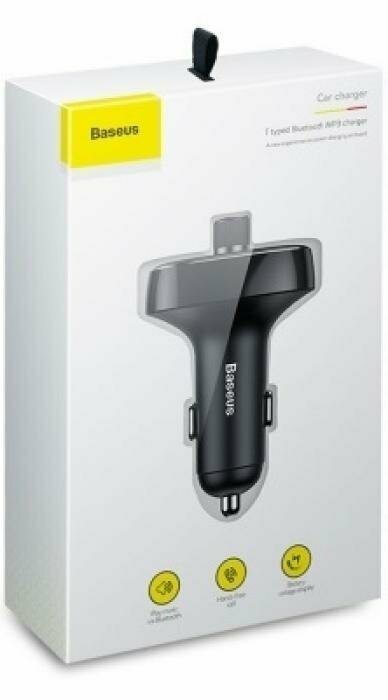 Автомобильное зарядное устройство Baseus T-shape Bluetooth V4.2 MP3 Dual USB Car Charger LED Screen (CCALL-TM01) (dark gray)