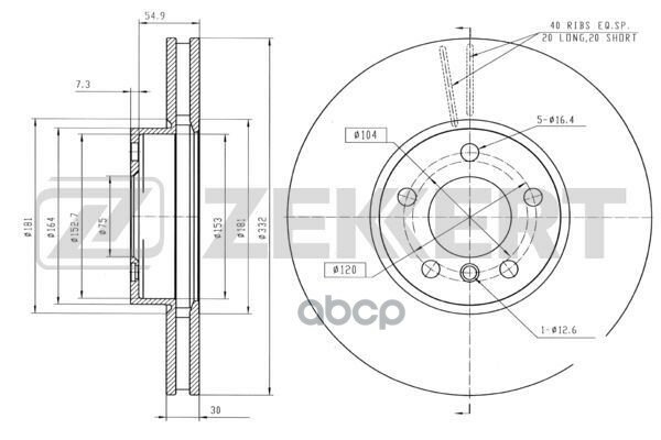 Диск Торм. Перед. Bmw X5 (E70 F15 F85) 06- X6 (E71 E72 F16 F86) 08- Zekkert арт. bs-5634