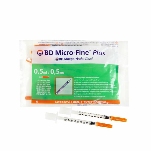 Шприц инсулиновый BD Micro-Fine Plus 0.5мл/U-100 30G (030 мм х 8 мм) 10 шт