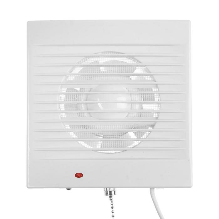 Вентилятор вытяжной ZEIN LOF-03, d=100 мм, 220 В, 15 Вт, сетка, шнурковый выключатель, белый (1шт) - фотография № 1