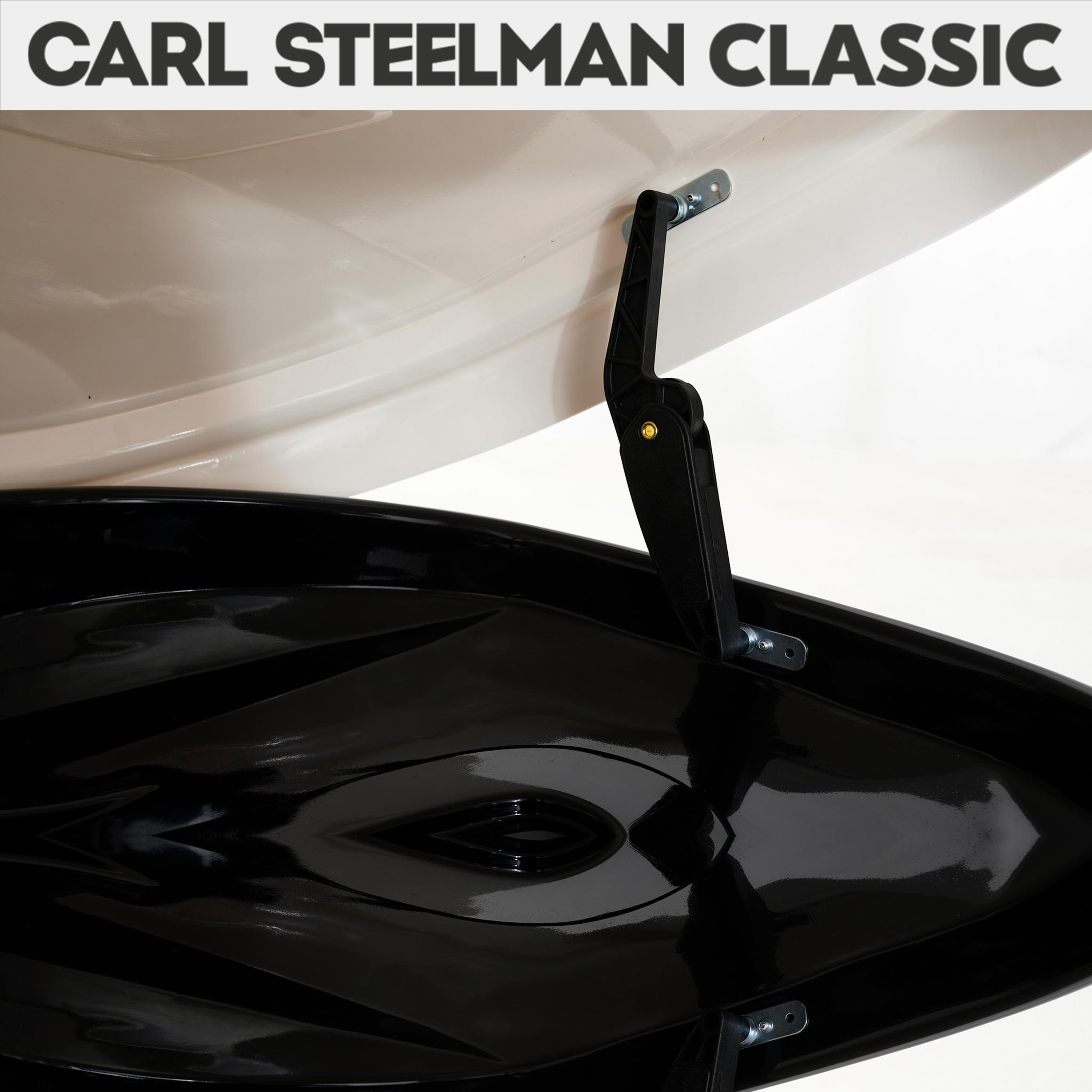 Багажный бокс на крышу Carl Steelman CLASSIC 1950*865*405 белый "карбон" с двухсторонним открытием + еврокрепление "краб"(об470л)