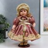 Кукла коллекционная керамика Ася в розовом платье и чепчике 30 см 6260918 - изображение