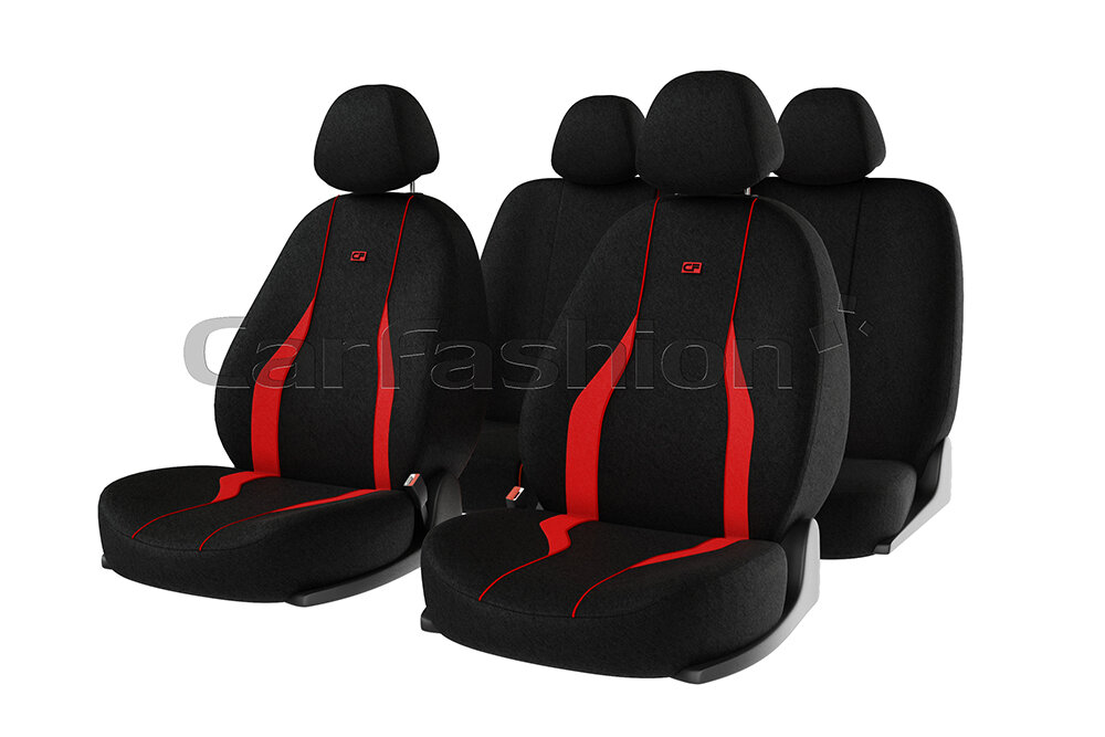 Чехлы на сиденья Neon черно-красные CarFashion