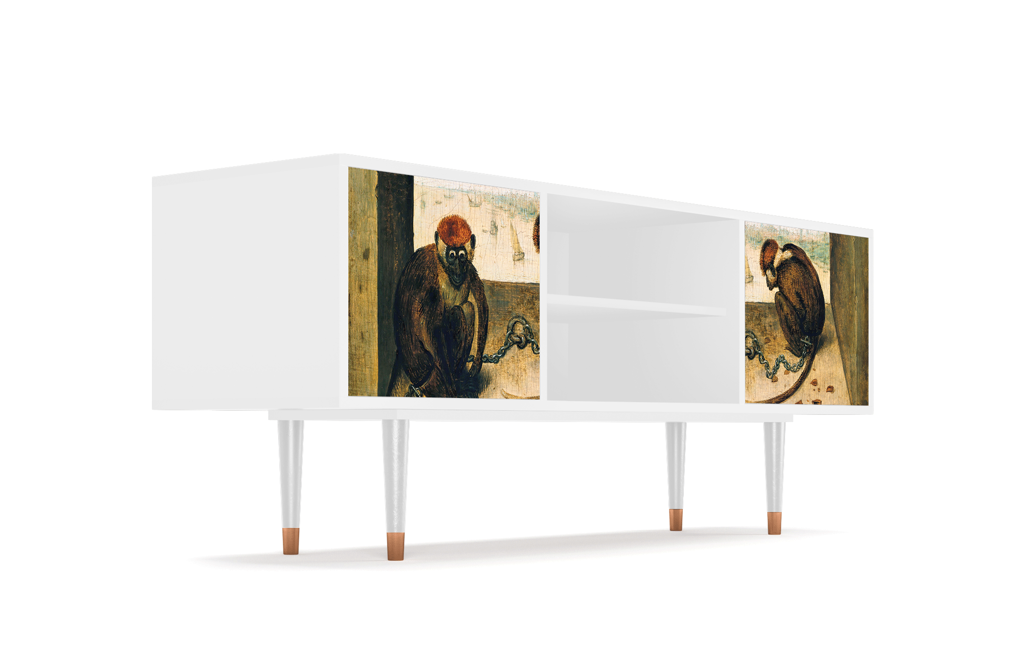 ТВ-Тумба - STORYZ - T2 Two Monkeys by Pieter Bruegel the Elder, 170 x 69 x 48 см, Белый - фотография № 4